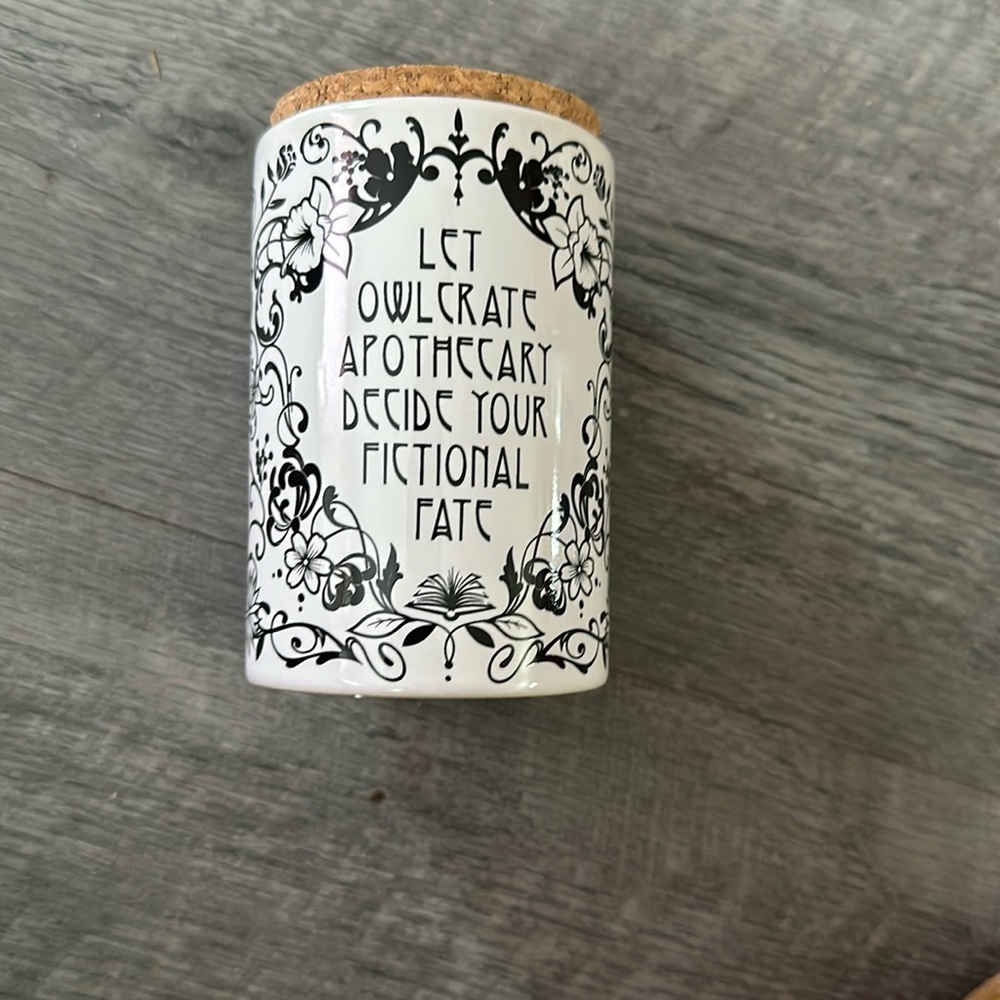 Owlcrate ceramic jar with cork TBR jar